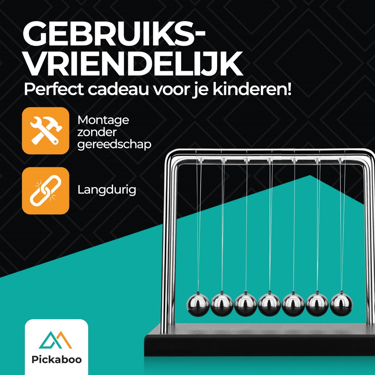 Pickaboo Newton cradle XL - Hoogwaardige Newton Pendel - Nieuwste model