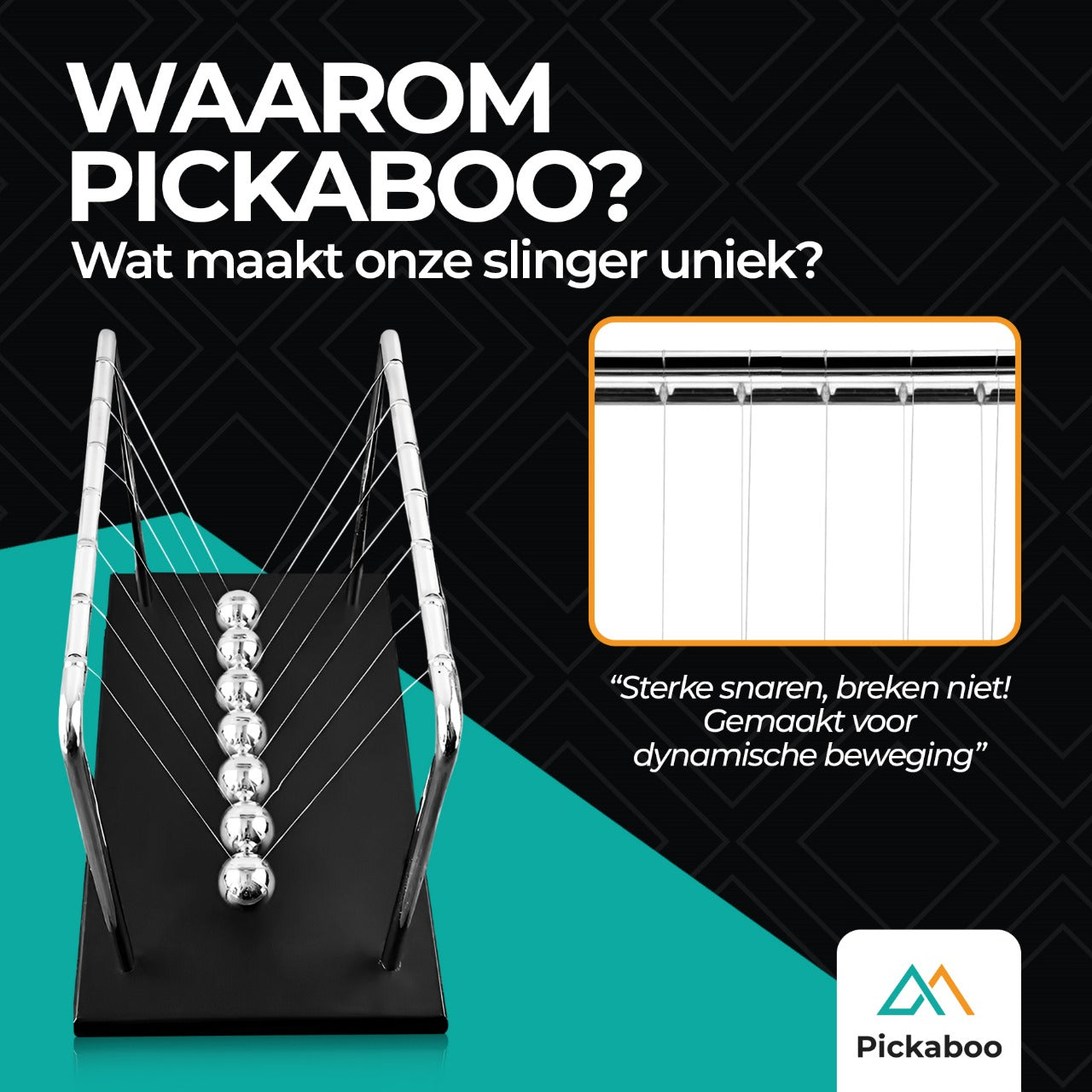Pickaboo Newton cradle XL - Hoogwaardige Newton Pendel - Nieuwste model