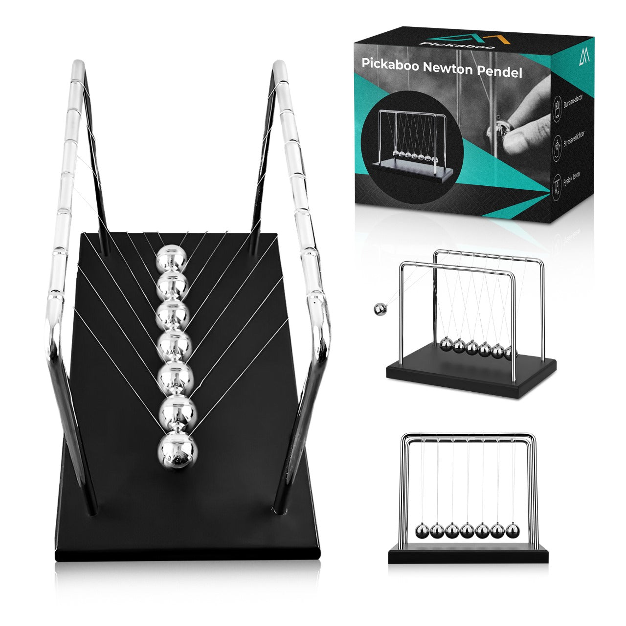 Pickaboo Newton cradle XL - Hoogwaardige Newton Pendel - Nieuwste model